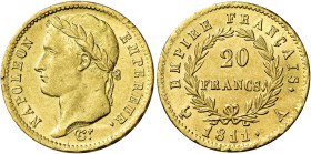 Imperatore, 1804-1814. 

Da 20 franchi 1811 A – Parigi. Varesi 296. Gadoury 1025. Le Franc F516/16. Friedberg 511. q.Fdc