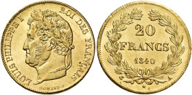 Luigi Filippo, 1830-1848. 

Da 20 franchi 1840 A – Parigi. Varesi 426. Gadoury 1031. Le Franc F527/22. Friedberg 560. Conservazione eccezionale, Fdc...