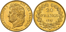 Luigi Filippo, 1830-1848. 

Da 20 franchi 1847 A – Parigi. Varesi 440. Gadoury 1031. Le Franc F527/37. Friedberg 560. Fdc In slab NGC MS 64+, n. di ...