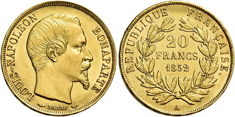 Luigi Napoleone Bonaparte presidente, 1852. 

Da 20 franchi 1852 A – Parigi. V...