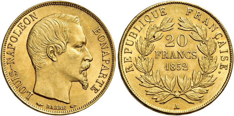 Luigi Napoleone Bonaparte presidente, 1852. 

Da 20 franchi 1852 A – Parigi. V...