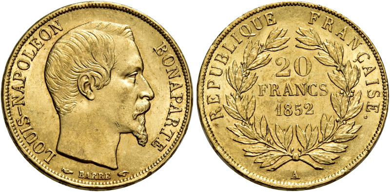 Luigi Napoleone Bonaparte presidente, 1852. 

Da 20 franchi 1852 A – Parigi. V...