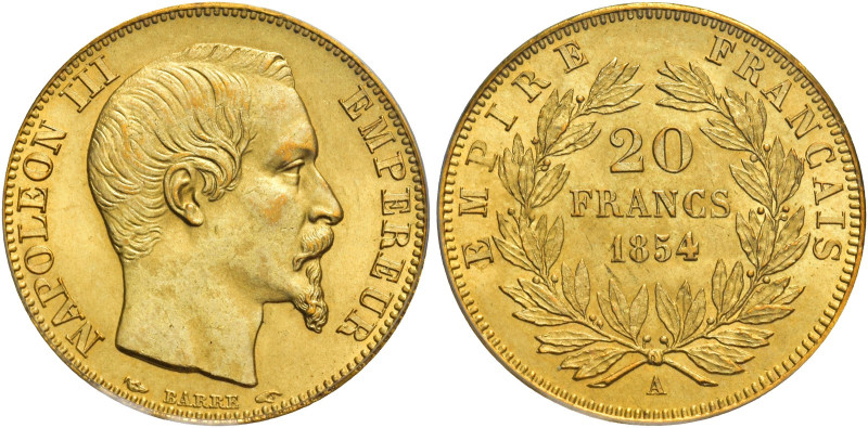 Napoleone III imperatore, 1852-1870. 

Da 20 franchi 1854 A – Parigi. Varesi 4...