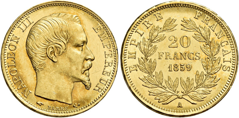 Napoleone III imperatore, 1852-1870. 

Da 20 franchi 1859 A – Parigi. Varesi 4...
