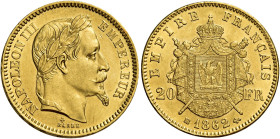 Napoleone III imperatore, 1852-1870. 

Da 20 franchi 1862 BB – Strasburgo. Varesi 472. Gadoury 1062. Le Franc F532/5. Friedberg 584. q.Fdc
