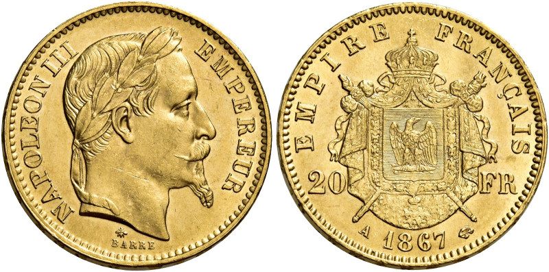 Napoleone III imperatore, 1852-1870. 

Da 20 franchi 1867 A – Parigi. Varesi 4...