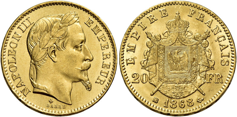 Napoleone III imperatore, 1852-1870. 

Da 20 franchi 1868 BB – Strasburgo. Var...