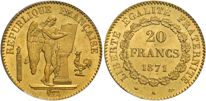 Terza Repubblica, 1870-1940. 

Da 20 franchi 1871 A – Parigi. Varesi 489. Gado...