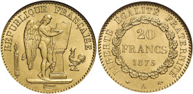 Terza Repubblica, 1870-1940. 

Da 20 franchi 1875 A – Parigi. Varesi 491. Gadoury 1063. Le Franc F533/3. Friedberg 592. Conservazione eccezionale, F...