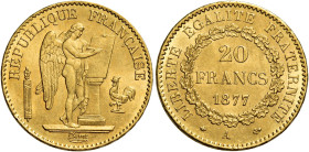 Terza Repubblica, 1870-1940. 

Da 20 franchi 1877 A – Parigi. Varesi 493. Gadoury 1063. Le Franc F533/5. Friedberg 592. q.Fdc