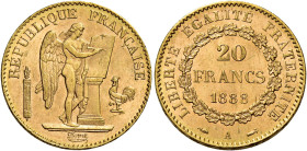 Terza Repubblica, 1870-1940. 

Da 20 franchi 1888 A – Parigi. Varesi 500. Gadoury 1063. Le Franc F533/11. Friedberg 592. Molto rara. Fdc Ex CGB vent...
