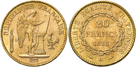 Terza Repubblica, 1870-1940. 

Da 20 franchi 1895 A – Parigi. Varesi 509. Gadoury 1063. Le Franc F533/18. Friedberg 592. Fdc In slab NGC MS 65, n. d...