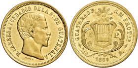Repuublica, 1839-. 

Da 4 pesos 1869 R – Guatemala City. Varesi 553. Friedberg 43. Molto rara. q.Spl / Spl