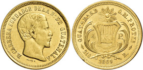 Repuublica, 1839-. 

Da 4 pesos 1869 R – Guatemala City. Varesi 553. Friedberg 43. Molto rara. q.Spl
