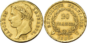 Torino. Napoleone I imperatore, 1804-1814. 

Da 20 franchi 1808 U. Varesi 147 (Italia) e 281 (Francia). Pagani 19. MIR 1016/1. Gadoury 1024. Le Fran...