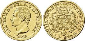 Savoia. Carlo Felice, 1821-1831. 

Da 20 lire 1828 Torino. Varesi 20. Pagani 56. MIR 1034l. Friedberg 1136. q.Spl