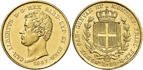 Savoia. Carlo Alberto, 1831-1849. 

Da 20 lire 1847 Torino. Varesi 65. Pagani 205. MIR 1045z. Friedberg 1142. Spl / migliore di Spl