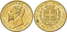 Savoia. Vittorio Emanuele II re di Sardegna, 1849-1861. 

Da 20 lire 1851 Torino. Varesi 74. Pagani 340. MIR 1055e. Friedberg 1146. q.Spl