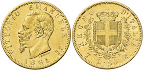 Savoia. Vittorio Emanuele II re d’Italia, 1861-1878. 

Da 20 lire 1861 Torino. Varesi 97. Pagani 455. MIR 1078a. Friedberg 11. Rara. q.Spl
