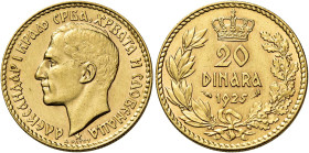 Alessandro I, 1921-1934. 

Da 20 dinari 1925 Parigi. Varesi 556. Friedberg 3. Rara. Spl