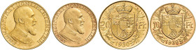 Francesco I, 1929-1938. 

Da 20 e 10 franchi 1930 Berna?. Varesi 561 (20 fr.). Friedberg 15 e 16. Molto rare. Fdc