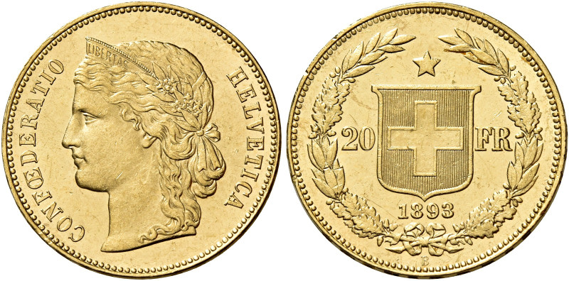 Confederazione, 1848-. 

Da 20 franchi 1893 Berna. Varesi 647. HMZ 1194i. Frie...