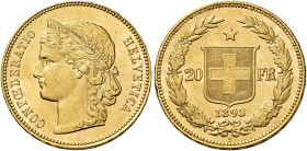 Confederazione, 1848-. 

Da 20 franchi 1893 Berna. Varesi 647. HMZ 1194i. Friedberg 495. q.Fdc