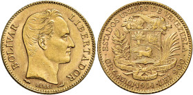 Repubblica, 1823-. 

Da 20 bolivares 1911 Parigi. Varesi 760. Friedberg 5c. Spl