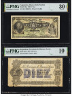Argentina Banco de la Nacion Argentina; Provincia de Buenos Ayres 1; 10 Pesos 1.1.1895; 1.4.1867 Pick 218a; S473 Two Examples PMG Very Fine 30 EPQ; Ve...
