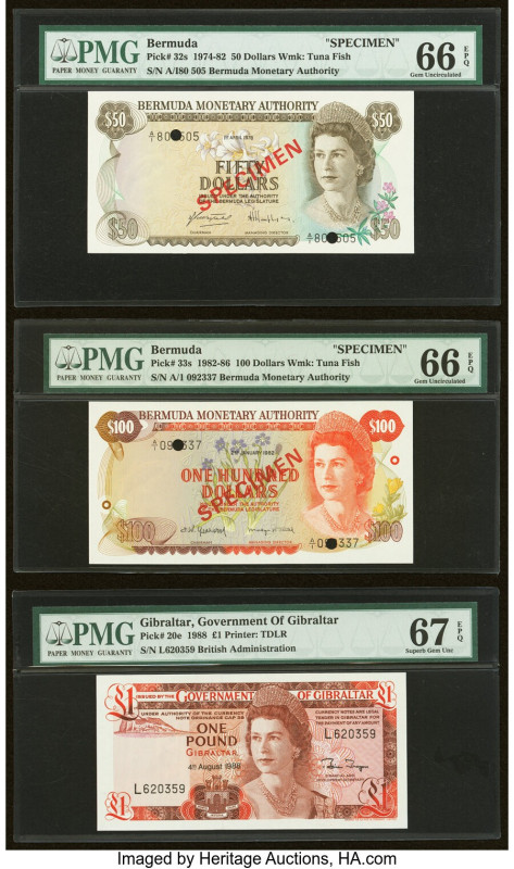 Bermuda, Guernsey, Gibraltar & Netherlands Antilles Group Lot of 5 Examples PMG ...