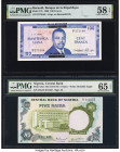 Burundi Banque de la Republique du Burundi 100 Francs 1.7.1966 Pick 17b PMG Choice About Unc 58 EPQ; Nigeria Central Bank of Nigeria 5 Naira ND (1973-...