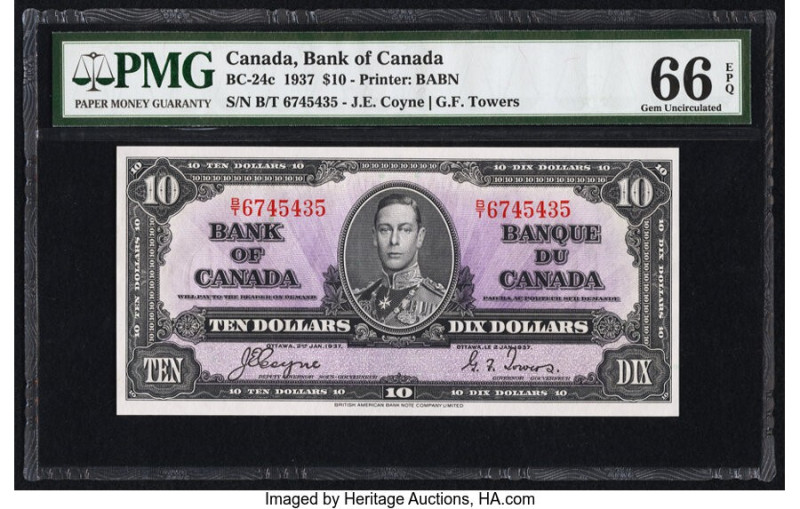 Canada Bank of Canada $10 2.1.1937 BC-24c PMG Gem Uncirculated 66 EPQ. 

HID0980...