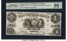 Canada Stanstead, CE- Provincial Bank of Canada $1 1.4.1856 Ch.# 610-10-02P Proof PMG Gem Uncirculated 66 EPQ. Six POCs are present on this example. 
...