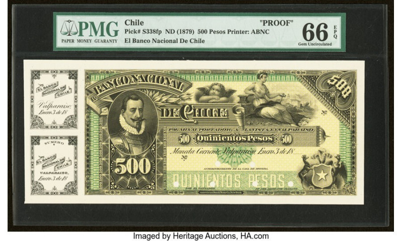 Chile Banco Nacional de Chile 500 Pesos ND (1879) Pick S338fp Front Proof PMG Ge...