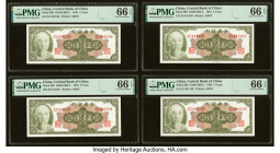 China Central Bank of China 5 Yuan 1945 (ND 1948) Pick 388 S/M#C302-2 Four Consecutive Examples PMG Gem Uncirculated 66 EPQ (4). 

HID09801242017

© 2...