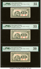 China Bank of Chinan 1 Chiao = 10 Cents 1939 Pick S3064a S/M#C81 Three Examples PMG About Uncirculated 55; About Uncirculated 53; About Uncirculated 5...