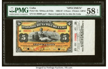 Cuba Banco Espanol De La Isla De Cuba 5 Pesos 15.5.1896 Pick 48s Specimen PMG Choice About Unc 58 EPQ. Two POCs are present on this example. 

HID0980...