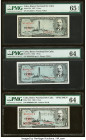 Cuba Banco Nacional de Cuba 1 Peso 1958; 1957; 1956 Pick 87c; 87b; 87s1 Issued (2)/Specimen PMG Choice Uncirculated 64 (2); Gem Uncirculated 65 EPQ. A...