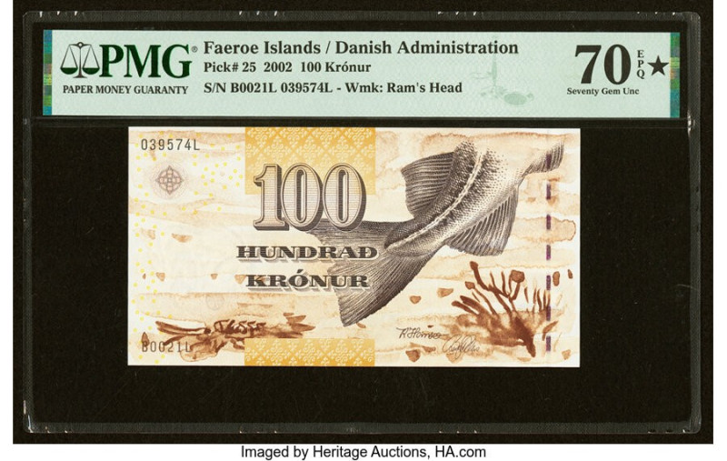 Faeroe Islands Foroyar 100 Kronur 2002 Pick 25 PMG Seventy Gem Unc 70 EPQ S. 

H...