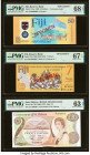 Fiji Reserve Bank of Fiji 50 Dollars; 7 Dollars 2020; 2020 (ND 2022) Pick 121as; 122s Two Specimen PMG Superb Gem Unc 68 EPQ; Superb Gem Unc 67 EPQ; S...
