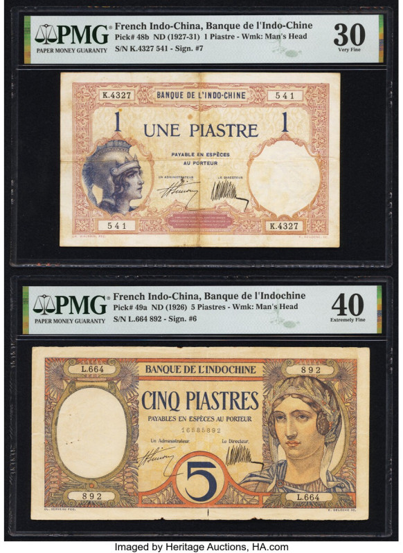 French Indochina Banque de l'Indo-Chine 1; 5 Piastres ND (1927-31); (1926) Pick ...