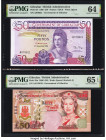 Gibraltar Government of Gibraltar 50 Pounds 27.11.1986; 1.12.2006 Pick 24; 34a Two Examples PMG Choice Uncirculated 64; Gem Uncirculated 65 EPQ. 

HID...