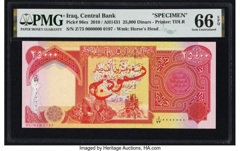 Iraq Central Bank of Iraq 25,000 Dinars 2010 / AH1431 Pick 96es Specimen PMG Gem...