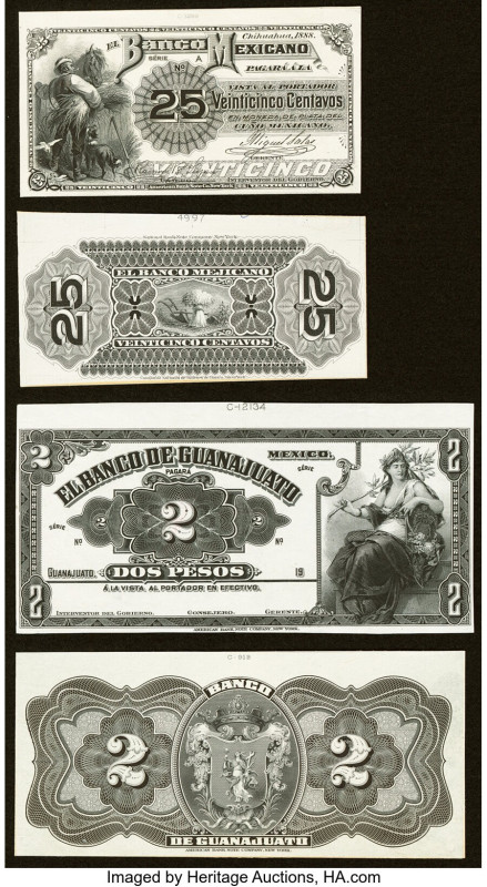 Mexico Group Lot of 4 Front and Back Proofs Crisp Uncirculated. Three examples a...