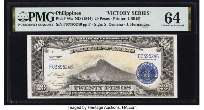 Philippines Philippine National Bank 20 Pesos ND (1944) Pick 98a PMG Choice Unci...