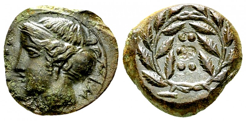 Himera AE Hemilitron, c. 410 BC 

 Himera , Sicily. AE Hemilitron (15 mm, 4.05...