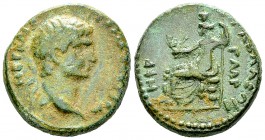 Traianus AE21, Gabala 

 Traianus (98-117 AD). AE21 (9.10 g), Seleucis and Pieria, Gabala, dated 143/128 = 98 AD.
Obv. NEΡ KAIC TΡAIA CEB ΓEΡ, Laur...