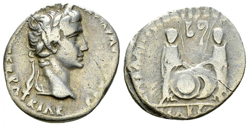Augustus AR Denarius, Caius and Lucius reverse 

 Augustus (27 BC - 14 AD). AR...