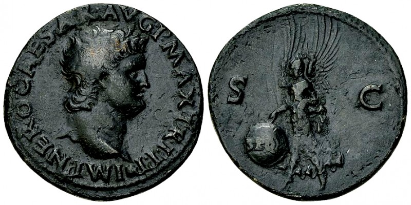 Nero AE As, Victory reverse 

 Nero (54-68 AD). AE As (28 mm, 10.10 g), Lugdun...