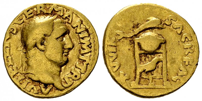 Vitellius Aureus, Tripod-lebes reverse 

 Vitellius (69 AD). Aureus (18-19 mm,...